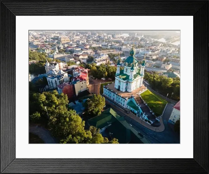 Framed Print : Aerial view of Kyiv St. Andrew's Church. Ukraine Framed Print : Aerial view of Kyiv St. Andrew's Church. Ukraine