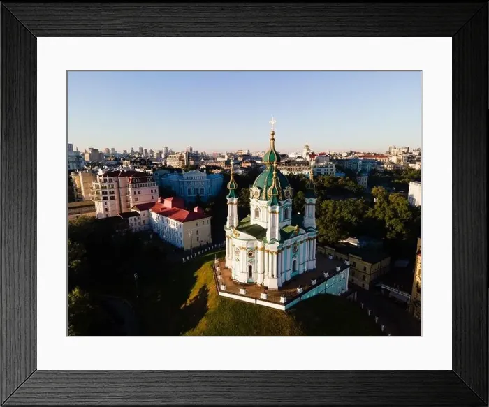 Framed Print : Aerial view of Kyiv St. Andrew's Church. Ukraine