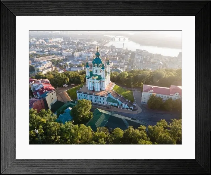 Framed Print : Aerial view of Kyiv St. Andrew's Church. Ukraine Framed Print : Aerial view of Kyiv St. Andrew's Church. Ukraine