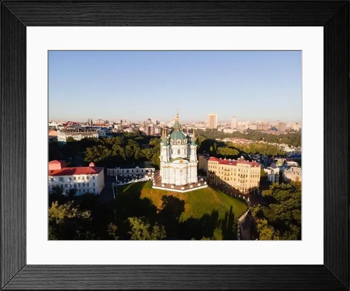 Framed Print : Aerial view of Kyiv St. Andrew's Church. Ukraine Framed Print : Aerial view of Kyiv St. Andrew's Church. Ukraine