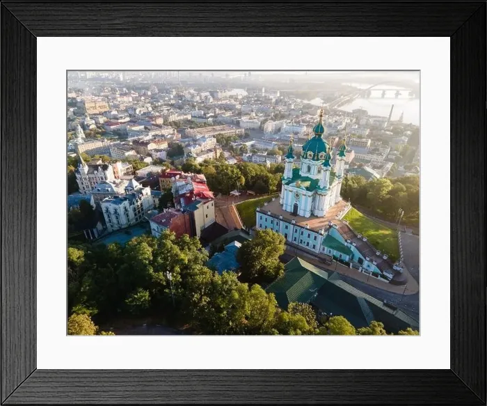 Framed Print : Aerial view of Kyiv St. Andrew's Church. Ukraine Framed Print : Aerial view of Kyiv St. Andrew's Church. Ukraine