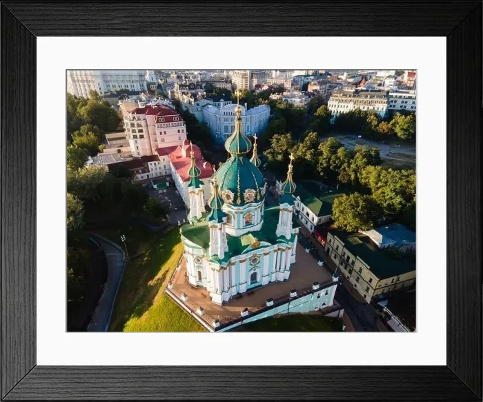 Framed Print : Aerial view of Kyiv St. Andrew's Church. Ukraine Framed Print : Aerial view of Kyiv St. Andrew's Church. Ukraine