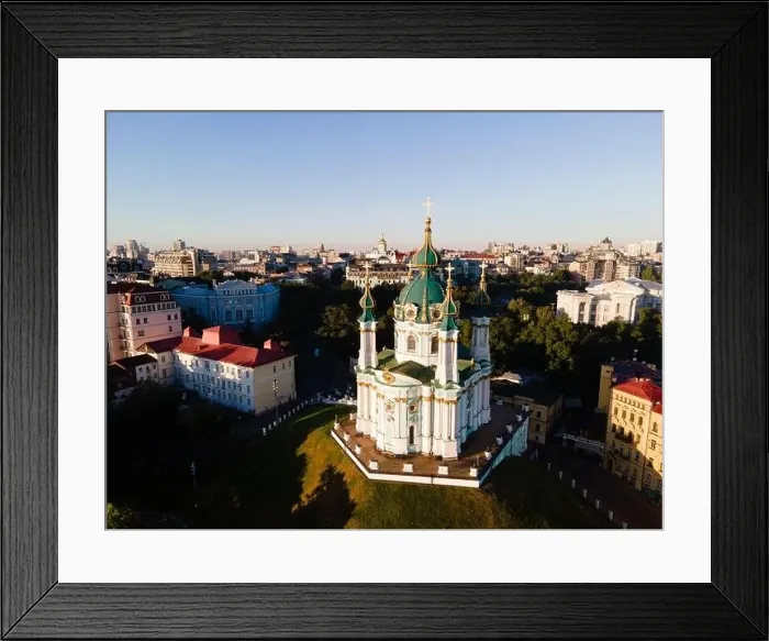 Framed Print : Aerial view of Kyiv St. Andrew's Church. Ukraine Framed Print : Aerial view of Kyiv St. Andrew's Church. Ukraine