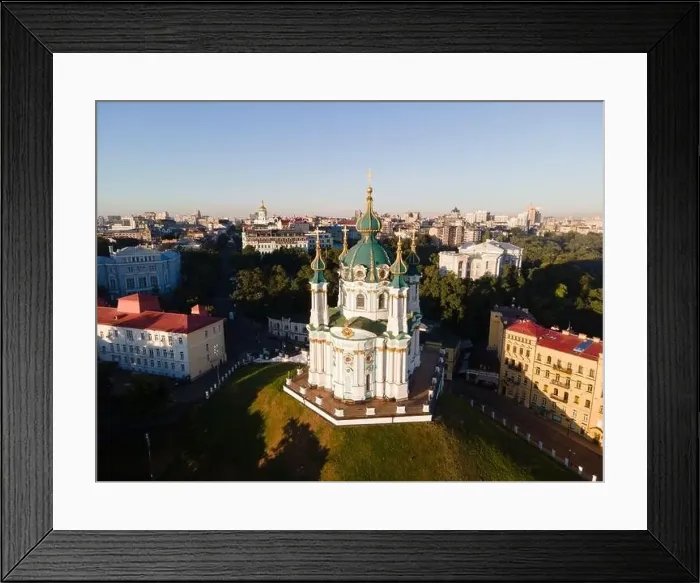 Framed Print : Aerial view of Kyiv St. Andrew's Church. Ukraine Framed Print : Aerial view of Kyiv St. Andrew's Church. Ukraine