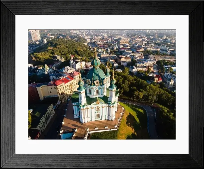 Framed Print : Aerial view of Kyiv St. Andrew's Church. Ukraine Framed Print : Aerial view of Kyiv St. Andrew's Church. Ukraine