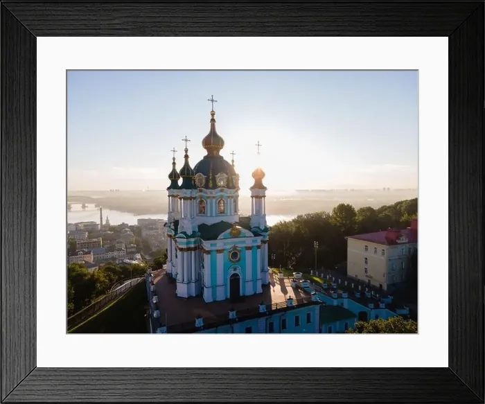 Framed Print : Aerial view of Kyiv St. Andrew's Church. Ukraine Framed Print : Aerial view of Kyiv St. Andrew's Church. Ukraine