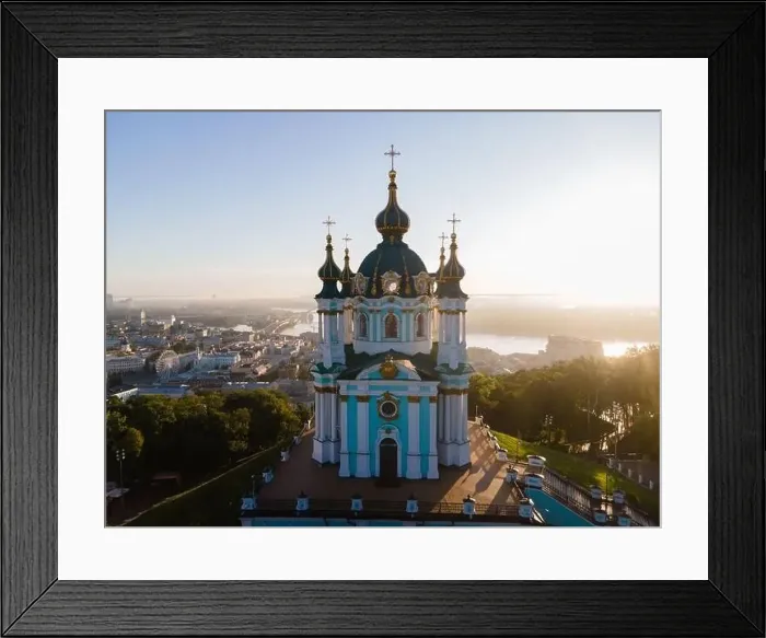 Framed Print : Aerial view of Kyiv St. Andrew's Church. Ukraine Framed Print : Aerial view of Kyiv St. Andrew's Church. Ukraine