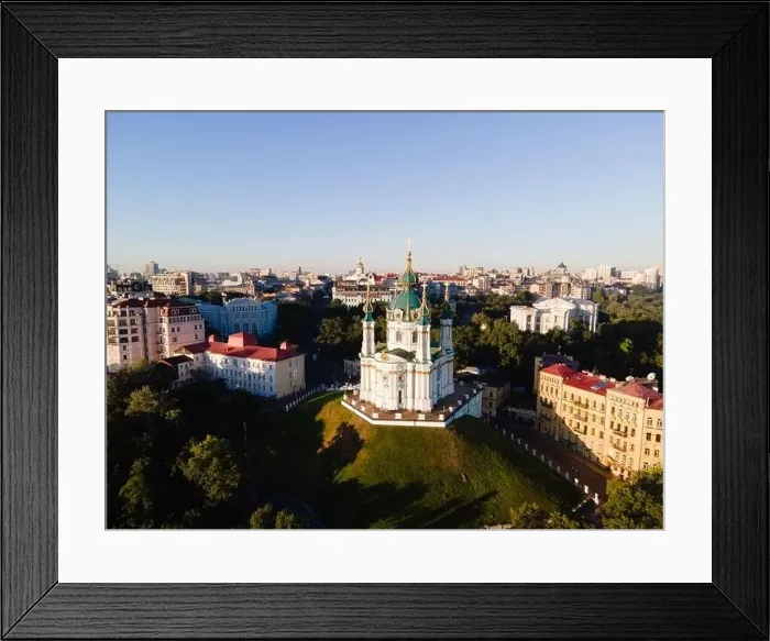 Framed Print : Aerial view of Kyiv St. Andrew's Church. Ukraine Framed Print : Aerial view of Kyiv St. Andrew's Church. Ukraine