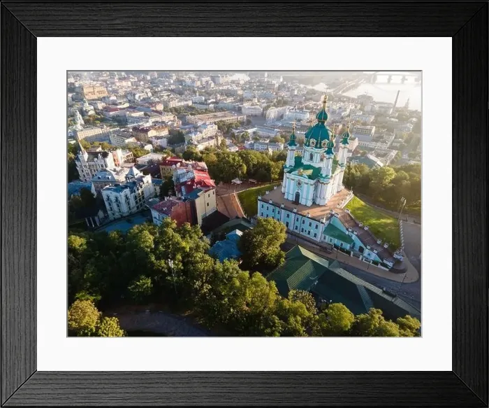 Framed Print : Aerial view of Kyiv St. Andrew's Church. Ukraine Framed Print : Aerial view of Kyiv St. Andrew's Church. Ukraine