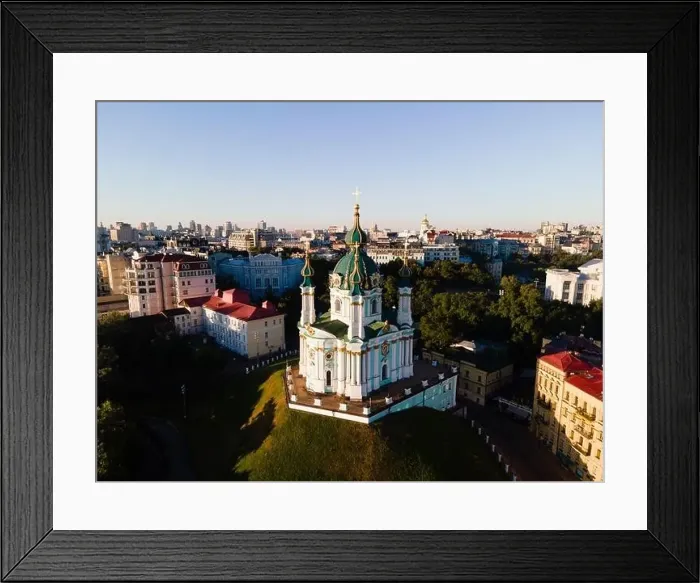 Framed Print : Aerial view of Kyiv St. Andrew's Church. Ukraine Framed Print : Aerial view of Kyiv St. Andrew's Church. Ukraine