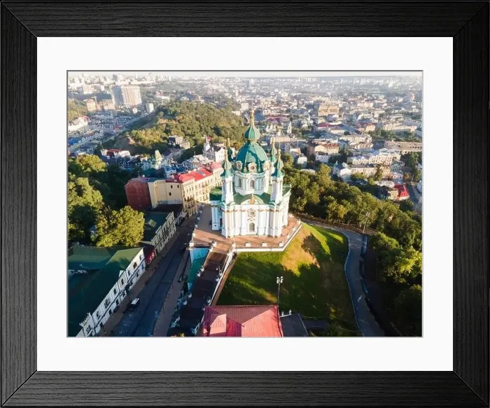 Framed Print : Aerial view of Kyiv St. Andrew's Church. Ukraine Framed Print : Aerial view of Kyiv St. Andrew's Church. Ukraine