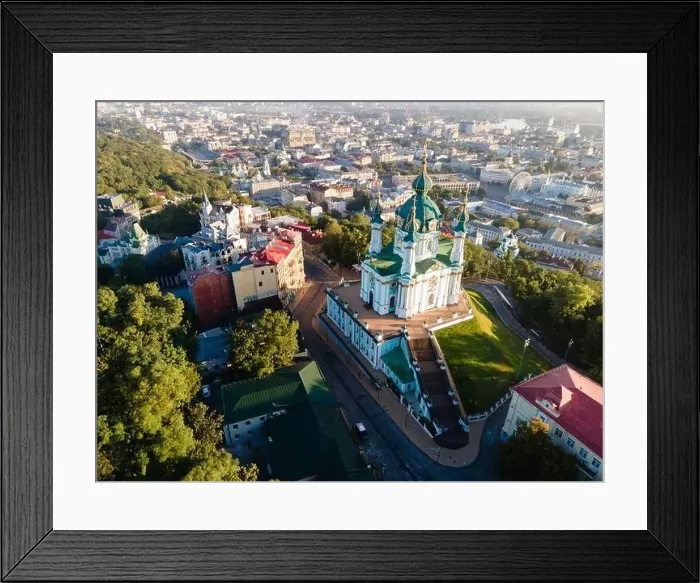 Framed Print : Aerial view of Kyiv St. Andrew's Church. Ukraine Framed Print : Aerial view of Kyiv St. Andrew's Church. Ukraine