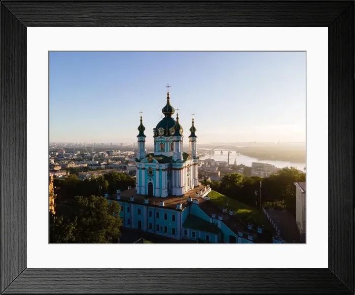 Framed Print : Aerial view of Kyiv St. Andrew's Church. Ukraine Framed Print : Aerial view of Kyiv St. Andrew's Church. Ukraine