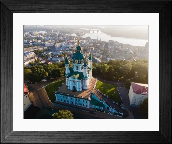 Framed Print : Aerial view of Kyiv St. Andrew's Church. Ukraine Framed Print : Aerial view of Kyiv St. Andrew's Church. Ukraine