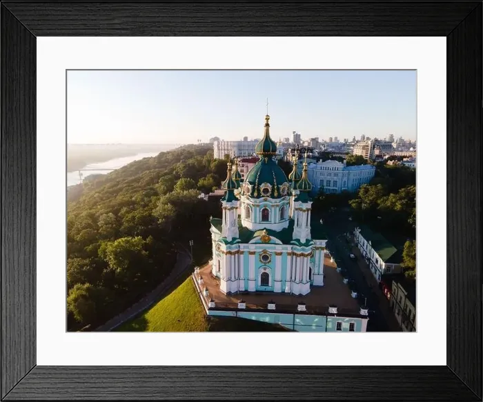 Framed Print : Aerial view of Kyiv St. Andrew's Church. Ukraine Framed Print : Aerial view of Kyiv St. Andrew's Church. Ukraine