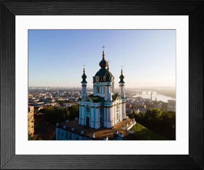 Framed Print : Aerial view of Kyiv St. Andrew's Church. Ukraine Framed Print : Aerial view of Kyiv St. Andrew's Church. Ukraine