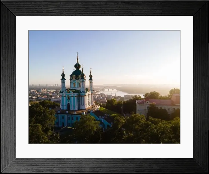 Framed Print : Aerial view of Kyiv St. Andrew's Church. Ukraine Framed Print : Aerial view of Kyiv St. Andrew's Church. Ukraine
