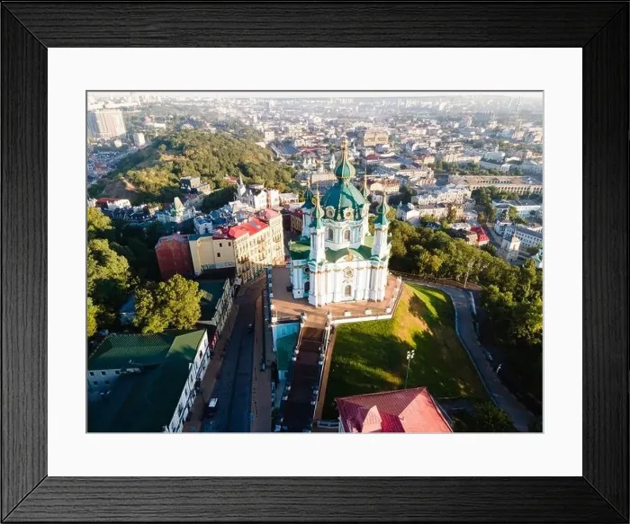 Framed Print : Aerial view of Kyiv St. Andrew's Church. Ukraine Framed Print : Aerial view of Kyiv St. Andrew's Church. Ukraine