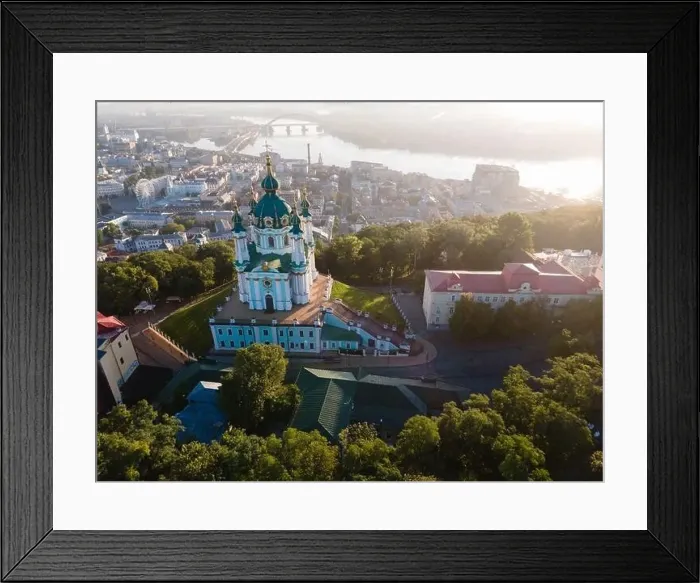 Framed Print : Aerial view of Kyiv St. Andrew's Church. Ukraine Framed Print : Aerial view of Kyiv St. Andrew's Church. Ukraine