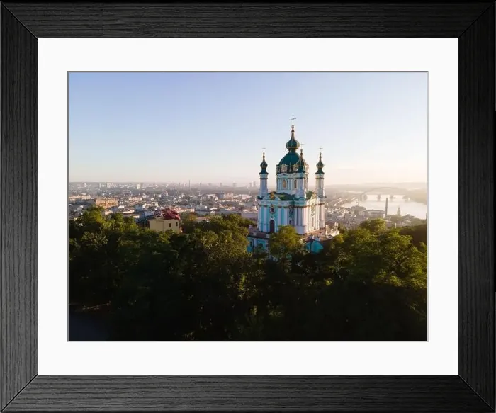 Framed Print : Aerial view of Kyiv St. Andrew's Church. Ukraine Framed Print : Aerial view of Kyiv St. Andrew's Church. Ukraine