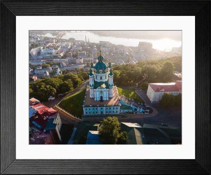 Framed Print : Aerial view of Kyiv St. Andrew's Church. Ukraine Framed Print : Aerial view of Kyiv St. Andrew's Church. Ukraine