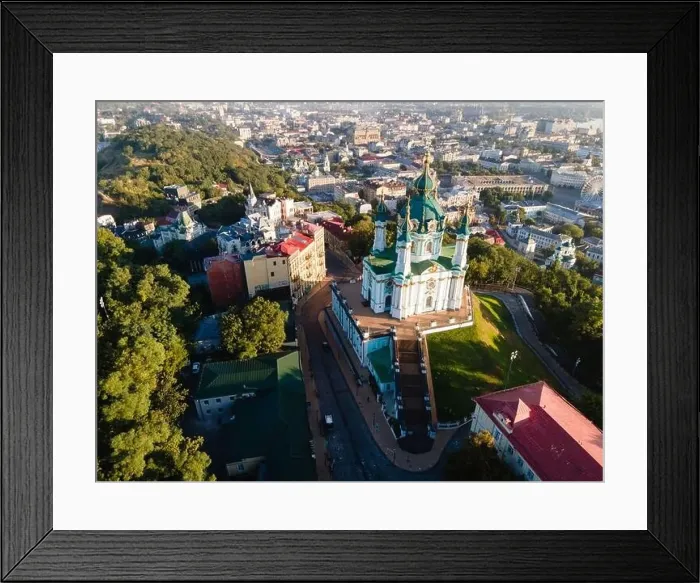 Framed Print : Aerial view of Kyiv St. Andrew's Church. Ukraine Framed Print : Aerial view of Kyiv St. Andrew's Church. Ukraine