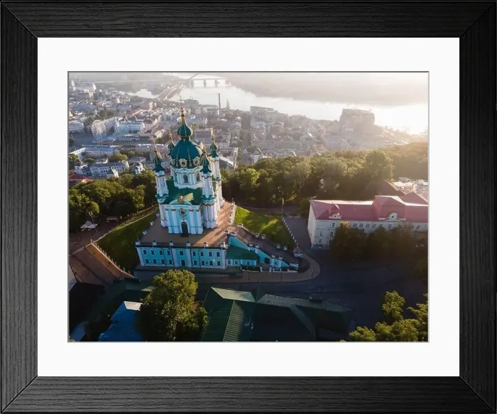 Framed Print : Aerial view of Kyiv St. Andrew's Church. Ukraine Framed Print : Aerial view of Kyiv St. Andrew's Church. Ukraine