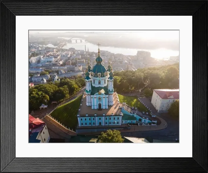 Framed Print : Aerial view of Kyiv St. Andrew's Church. Ukraine Framed Print : Aerial view of Kyiv St. Andrew's Church. Ukraine