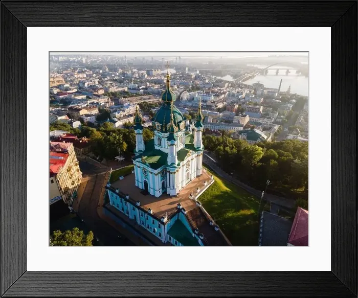 Framed Print : Aerial view of Kyiv St. Andrew's Church. Ukraine Framed Print : Aerial view of Kyiv St. Andrew's Church. Ukraine