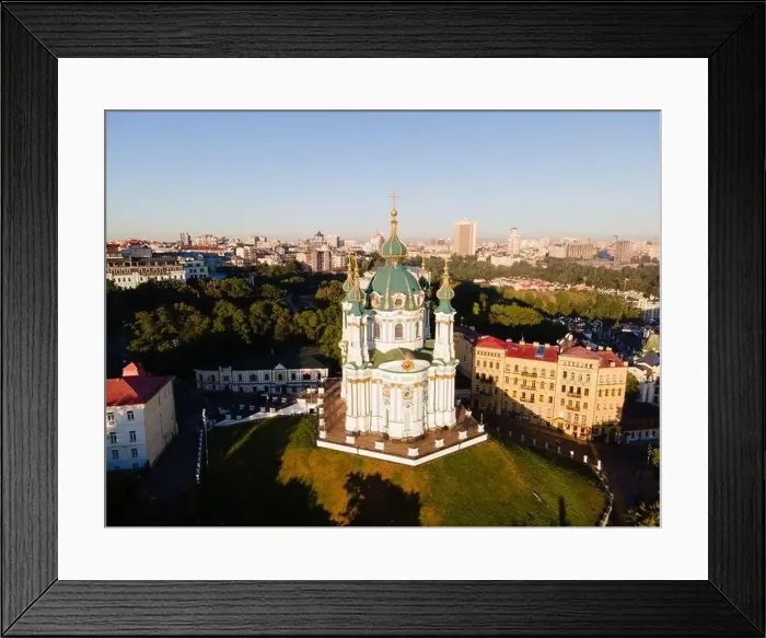 Framed Print : Aerial view of Kyiv St. Andrew's Church. Ukraine Framed Print : Aerial view of Kyiv St. Andrew's Church. Ukraine