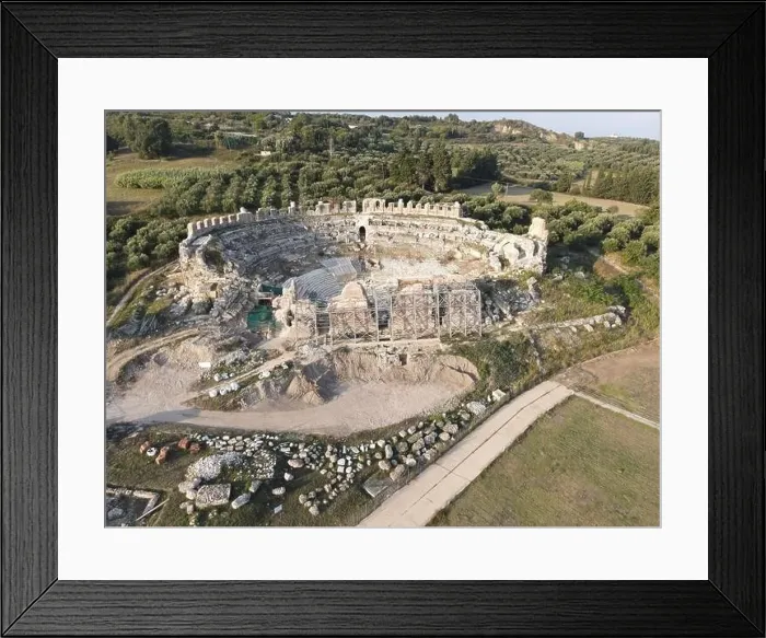 Framed Print : Roman Ancient Theatre of Nikopolis Preveza, Greece, aerial drone view Framed Print : Roman Ancient Theatre of Nikopolis Preveza, Greece, aerial drone view