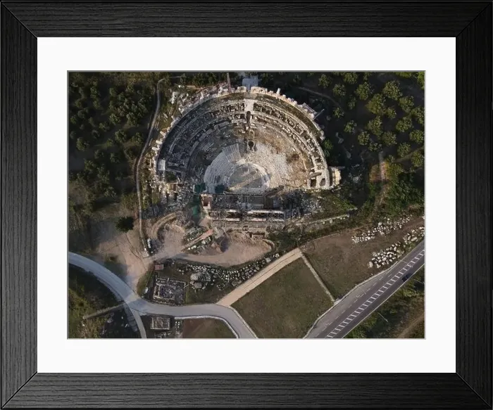Framed Print : Roman Ancient Theatre of Nikopolis Preveza, Greece, aerial drone view Framed Print : Roman Ancient Theatre of Nikopolis Preveza, Greece, aerial drone view