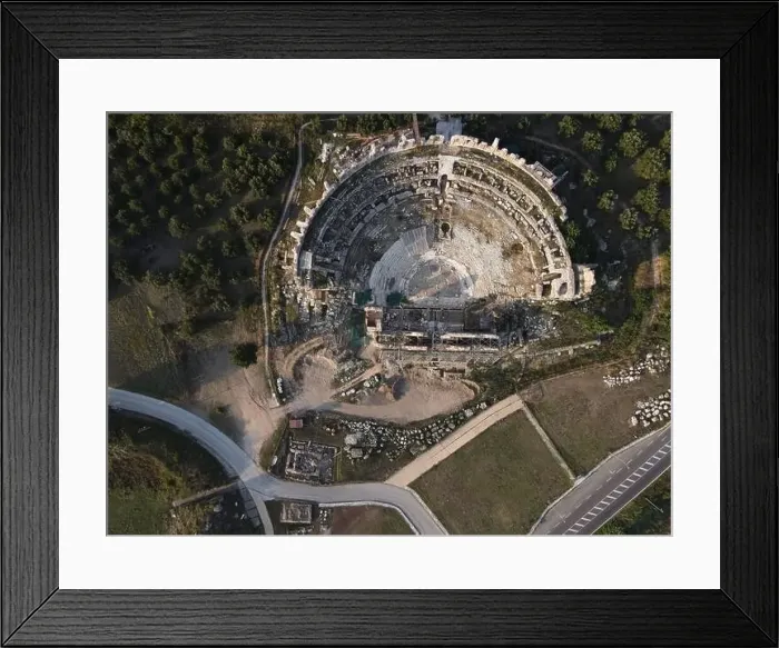 Framed Print : Roman Ancient Theatre of Nikopolis Preveza, Greece, aerial drone view Framed Print : Roman Ancient Theatre of Nikopolis Preveza, Greece, aerial drone view