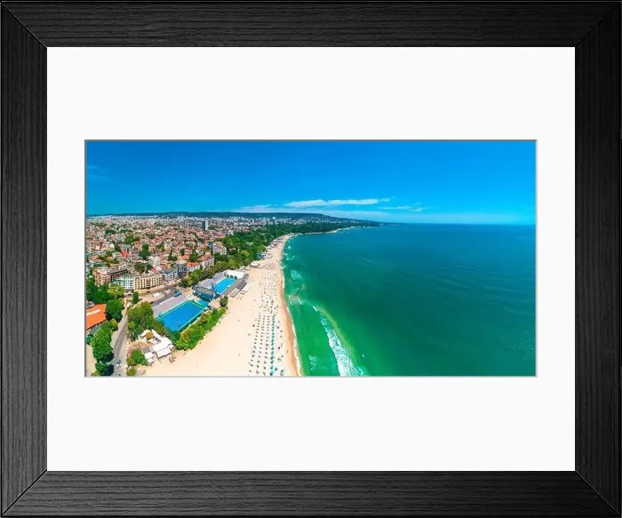 Framed Print : Varna, Bulgaria cityscape, aerial drone view over the city skyline Framed Print : Varna, Bulgaria cityscape, aerial drone view over the city skyline