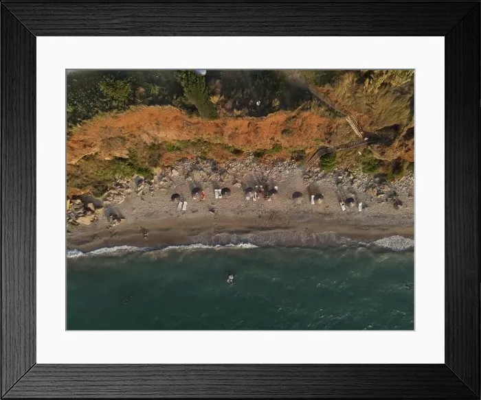 Framed Print : drone photo of exotic place mytikas beach in preveza, greece, epirus Framed Print : drone photo of exotic place mytikas beach in preveza, greece, epirus