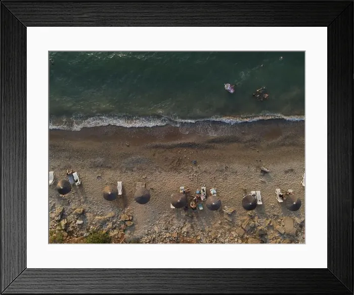 Framed Print : drone photo of exotic place mytikas beach in preveza, greece, epirus Framed Print : drone photo of exotic place mytikas beach in preveza, greece, epirus