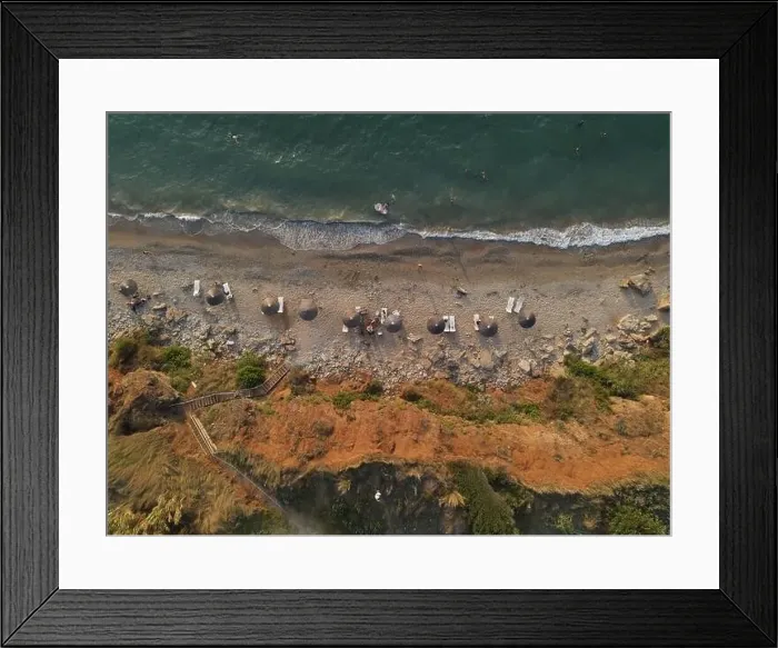 Framed Print : drone photo of exotic place mytikas beach in preveza, greece, epirus Framed Print : drone photo of exotic place mytikas beach in preveza, greece, epirus