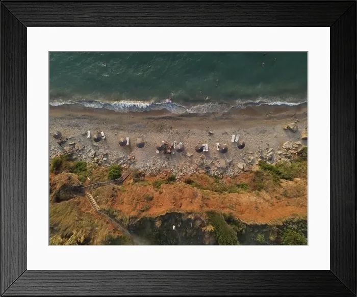 Framed Print : drone photo of exotic place mytikas beach in preveza, greece, epirus Framed Print : drone photo of exotic place mytikas beach in preveza, greece, epirus