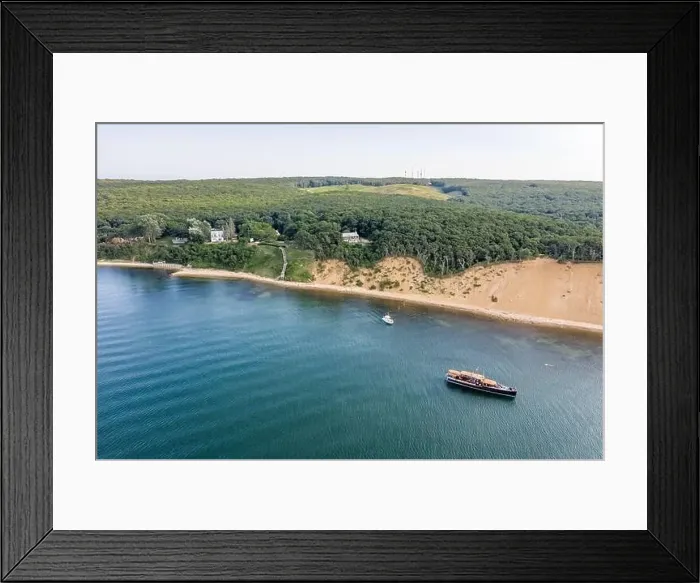 Framed Print : aerial view of Montauk with private yacht in the foreground, Fort Pond Bay, Montauk Framed Print : aerial view of Montauk with private yacht in the foreground, Fort Pond Bay, Montauk