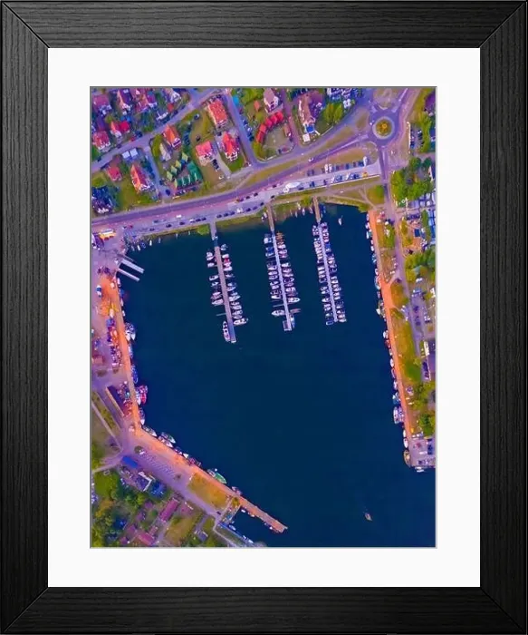 Framed Print : Beautiful Panorama color sky, sunset by the Baltic Sea, Jastarnia, Poland. Harbor. Aerial View Framed Print : Beautiful Panorama color sky, sunset by the Baltic Sea, Jastarnia, Poland. Harbor. Aerial View
