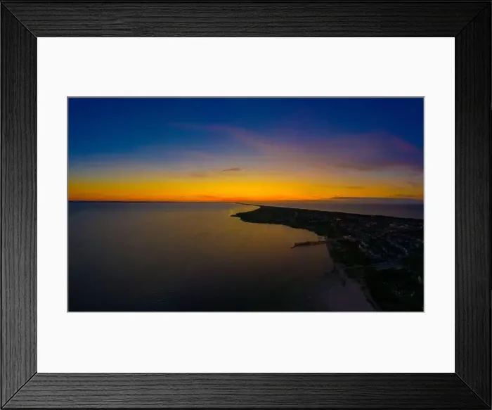 Framed Print : Beautiful Panorama color sky, sunset by the Baltic Sea, Jastarnia, Poland. Aerial View Framed Print : Beautiful Panorama color sky, sunset by the Baltic Sea, Jastarnia, Poland. Aerial View