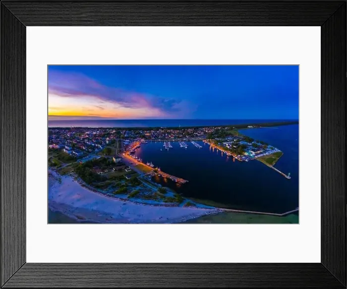 Framed Print : Beautiful Panorama color sky, sunset by the Baltic Sea, Jastarnia, Poland. Harbor. Aerial View Framed Print : Beautiful Panorama color sky, sunset by the Baltic Sea, Jastarnia, Poland. Harbor. Aerial View