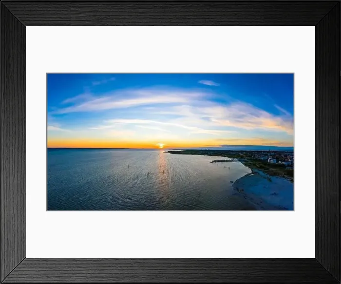 Framed Print : Beautiful Panorama color sky, sunset by the Baltic Sea, Jastarnia, Poland. Aerial View Framed Print : Beautiful Panorama color sky, sunset by the Baltic Sea, Jastarnia, Poland. Aerial View