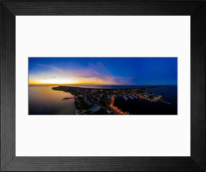Framed Print : Night Beautiful Panorama color sky, sunset by the Baltic Sea, Jastarnia, Poland. Aerial View Framed Print : Night Beautiful Panorama color sky, sunset by the Baltic Sea, Jastarnia, Poland. Aerial View