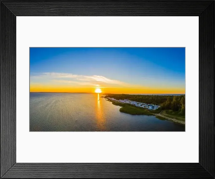 Framed Print : Beautiful Panorama color sky, sunset by the Baltic Sea, Jastarnia, Poland. Aerial View Framed Print : Beautiful Panorama color sky, sunset by the Baltic Sea, Jastarnia, Poland. Aerial View