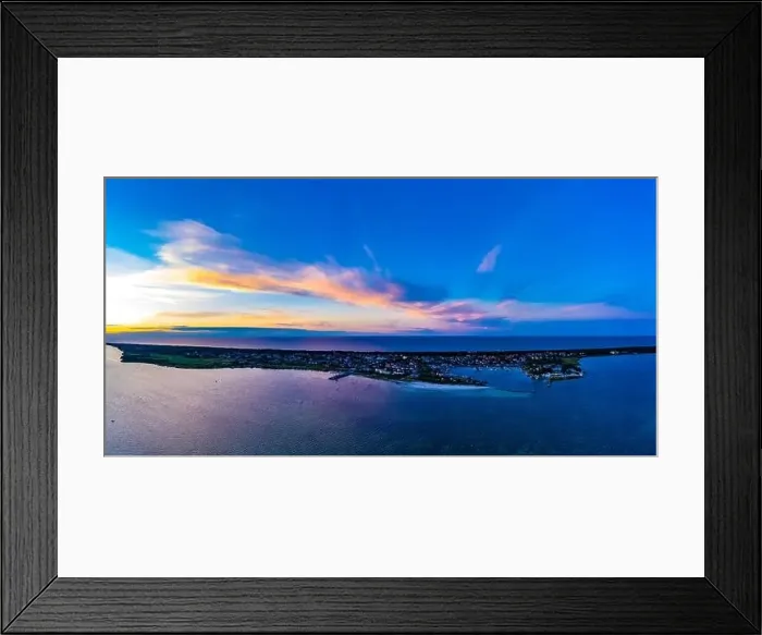 Framed Print : Beautiful Panorama color sky, sunset by the Baltic Sea, Jastarnia, Poland. Aerial View Framed Print : Beautiful Panorama color sky, sunset by the Baltic Sea, Jastarnia, Poland. Aerial View