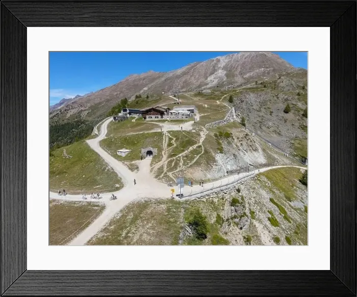 Framed Print : Drone view of Sunnegga over Zermatt in the Swiss alps Framed Print : Drone view of Sunnegga over Zermatt in the Swiss alps