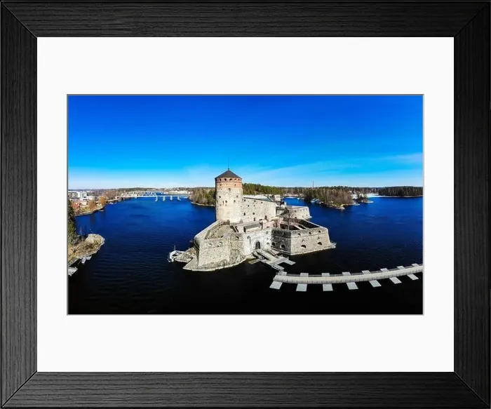 Framed Print : Beautiful aerial view of Olavinlinna Framed Print : Beautiful aerial view of Olavinlinna