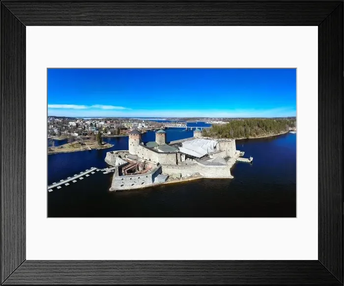 Framed Print : Beautiful aerial view of Olavinlinna Framed Print : Beautiful aerial view of Olavinlinna
