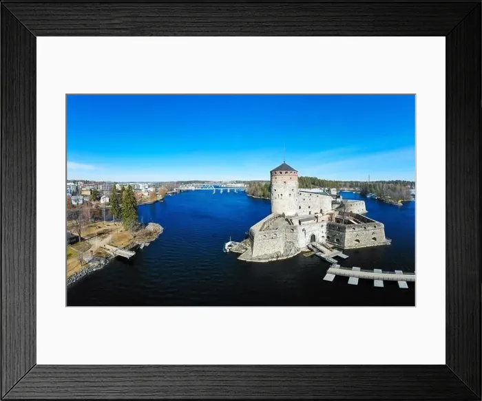 Framed Print : Beautiful aerial view of Olavinlinna Framed Print : Beautiful aerial view of Olavinlinna